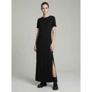 Minimalist Black Maxi Dress with Side Slit
